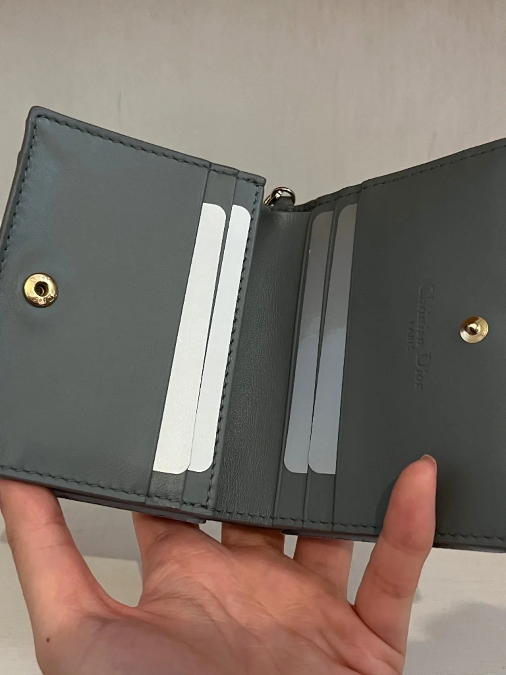 Dior Mini Lady Compact Wallet (Patent Gray)